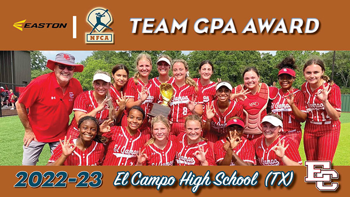 nfca scholar-athlete, scholar-athlete, El Campo High School, nfca, Easton/nfca all-america scholar-athlete, Easton/nfca top 10 GPA