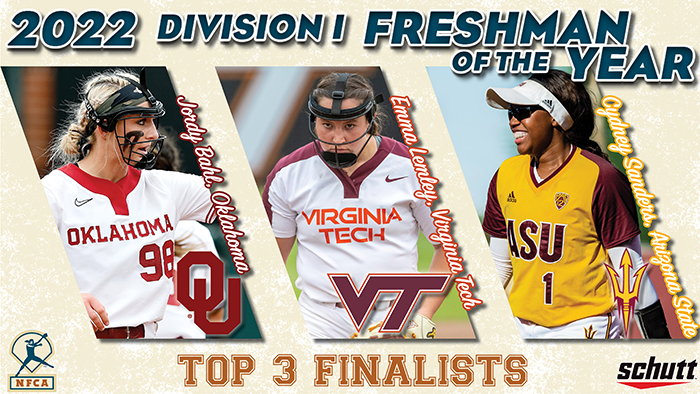 Bahl, Lemley, Sanders named top three finalists for 2022 NFCA/Schutt Sports Division I National Freshman of the Year