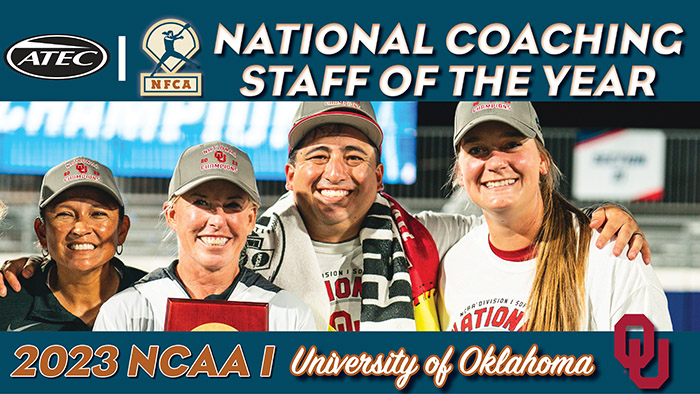 2023 ATEC/NFCA NCAA DI National Coaching Staff of the Year, ATEC/NFCA DI National Coaching Staff of the Year, nfca, ATEC, 2023 NFCA National Coaching Staff of the Year, University of Oklahoma, OU softball, Oklahoma Sooners