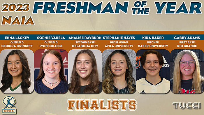 2023 TUCCI/NFCA NAIA Freshman of the Year finalists, nfca, tucci, tucci limited, 2023 NFCA NAIA Freshman of the Year finalists, NAIA, softball awards, nfca freshman of the year