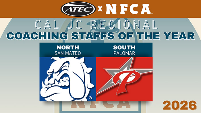 San Mateo, Palomar tabbed 2026 ATEC/NFCA Cal JC Regional Coaching Staffs of the Year