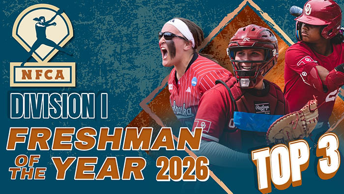 Jensen, Minor, Wells revealed as top three finalists for 2026 NFCA DI Freshman of the Year