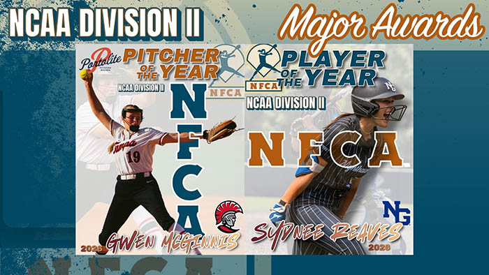 2026 NFCA Division II National Player of the Year, 2026 Portolite/NFCA Division II National Pitcher of the Year, nfca, portolite, sydnee reaves, gwen mcginnis
