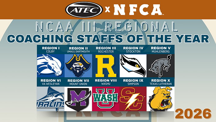 Ten programs score 2026 ATEC/NFCA Division III Regional Coaching Staff of the Year honors