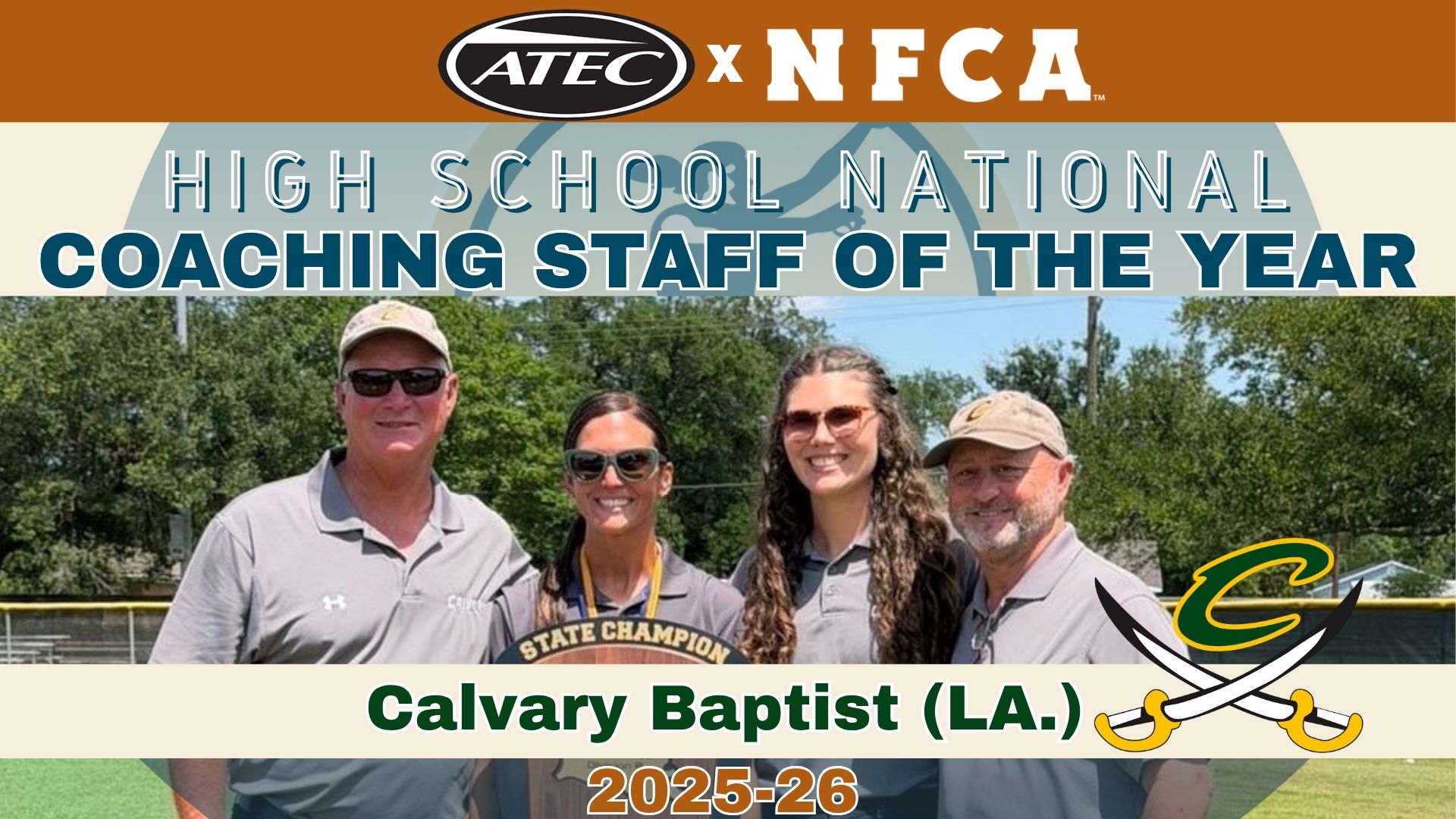 Calvary Baptist voted 2025-26 ATEC/NFCA High School National Coaching Staff of the Year