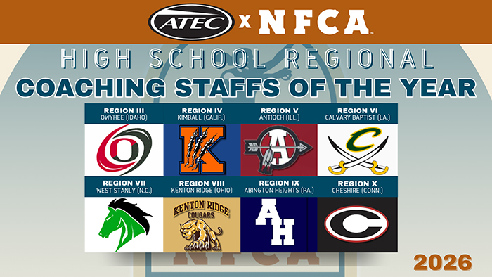 Eight programs score 2026 ATEC/NFCA Spring High School Regional Coaching Staff of the Year honors