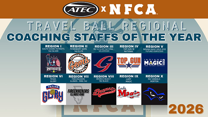 Ten programs secure 2026 ATEC/NFCA Travel Ball Regional Coaching Staff of the Year honors