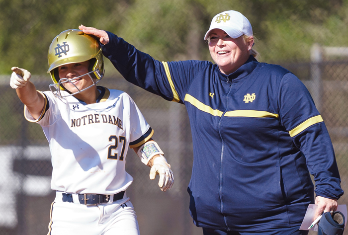 fastpitch, delivery, feature, softball, coach, sports, 2026, boo, de oliveira, notre, dame, NCAA, division 1, d1, division I, assistant,