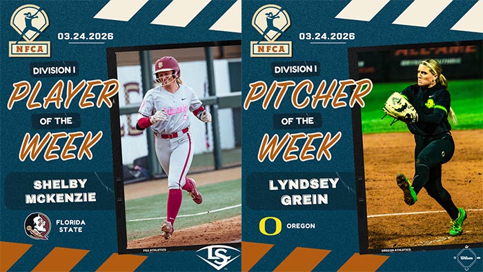 Louisville slugger/NFCA Player of the Week, Wilson/NFCA Pitcher of the Week, NFCA, NFCA D1 Player of the Week, NFCA D2 Pitcher of the Week, Louisville Slugger/NFCA DII Player of the Week, Wilson/NFCA DI Pitcher of the Week, Wilson Pitcher of the Week, Louisville Slugger Player of the Week, Wilson Sporting Goods, Louisville Slugger, Lyndsey Grein, Shelby McKenzie