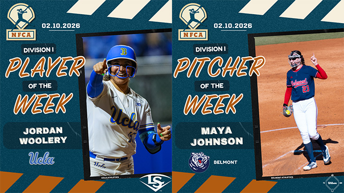 Louisville slugger/NFCA Player of the Week, Wilson/NFCA Pitcher of the Week, NFCA, NFCA D1 Player of the Week, NFCA D2 Pitcher of the Week, Louisville Slugger/NFCA DII Player of the Week, Wilson/NFCA DI Pitcher of the Week, Wilson Pitcher of the Week, Louisville Slugger Player of the Week, Wilson Sporting Goods, Louisville Slugger, Maya Johnson, Jordan Woolery