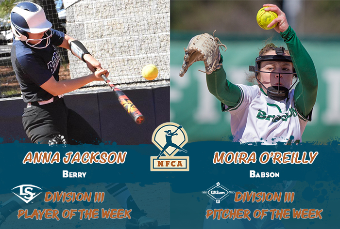 nfca player of the week, nfca pitcher of the week, nfca, Louisville slugger/nfca player of the week, wilson/nfca pitcher of the week, NFCA d3 player of the week, nfca d3 pitcher of the week, wilson sporting goods, Louisville slugger,