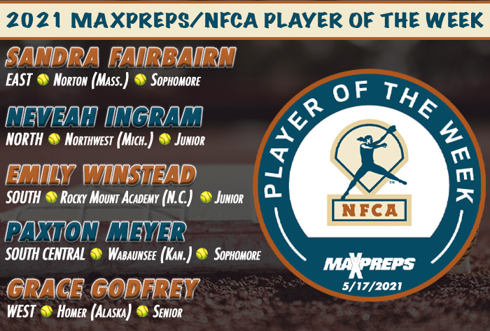 maxpreps, nfca, nfca high school player of the week, maxpreps/nfca high school player of the week, maxpreps softball player of the week