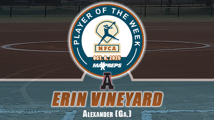 MaxPreps/NFCA High School Player of the Week, nfca, maxpreps, Player of the Week, nfca, maxpreps, 2025, vineyard, erin, senior, alexander, cougars