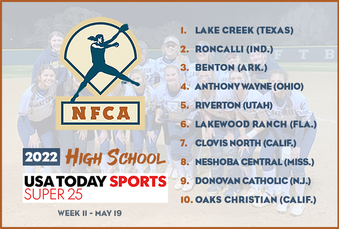 NFCA, high school, poll, top 25, coaches, softball, fastpitch, ranking, spring, USA Today, sports, super 25